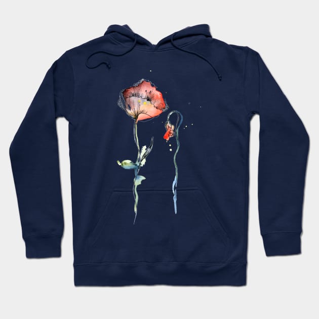 Poppies Hoodie by Maria Mi Art